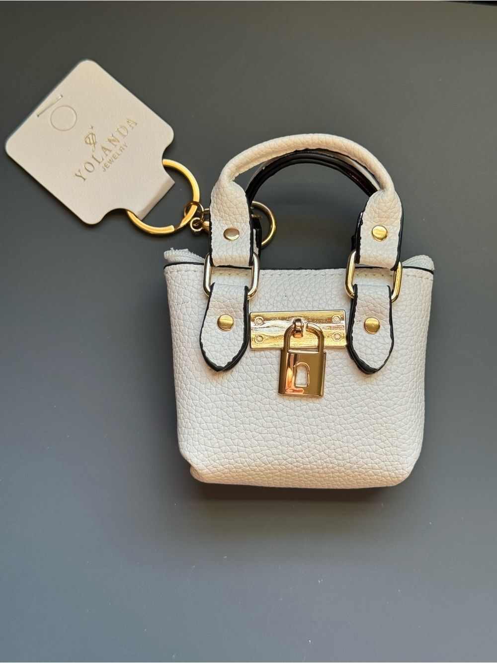 NWT Yolanda Mini Purse Keychain Coin Pouch White